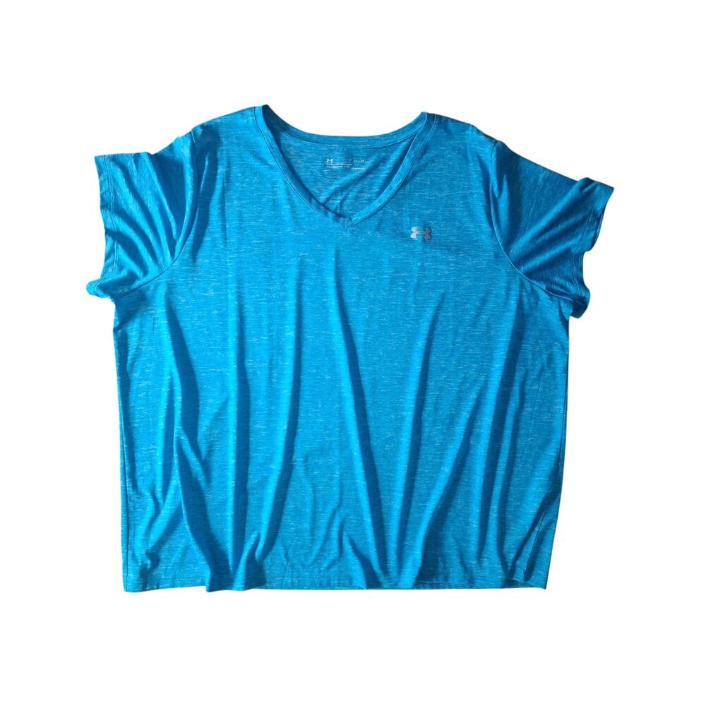 Under Armour Heatgear Blue V-Neck Short sleeve Lightweight Womens Size 3X - Picture 2 of 6